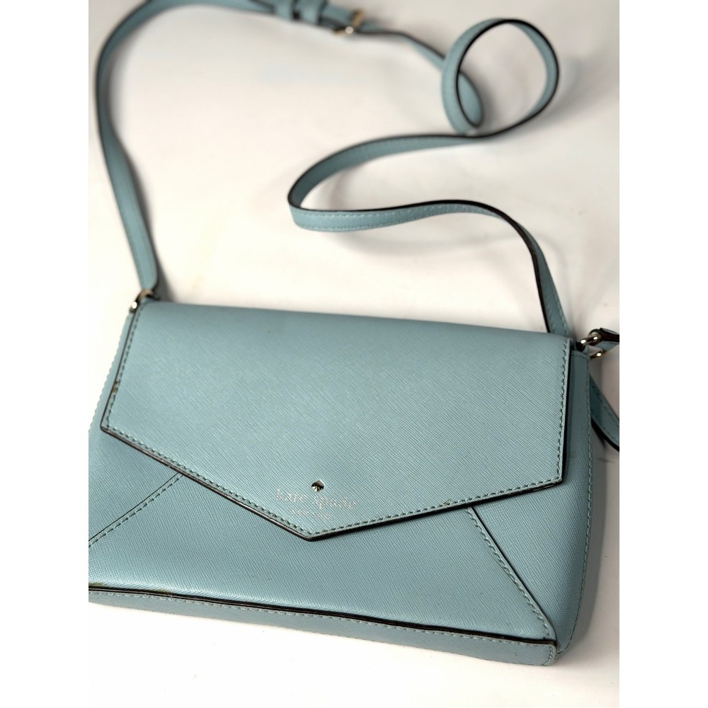 Kate Spade Large Monday Crossbody Bag Blue Leather Envelope Size Small